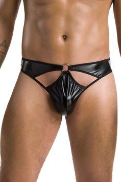 Мужские стринги Passion 033 Thong Paul S/M Black, под латекс,  - 1
