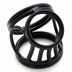 Черное тройное кольцо фиксатор на пенис IXI25143 фото