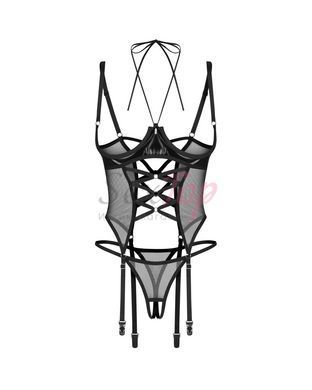 Корсет Obsessive Dominna cupless corset & crotchless thong 2XL/3X,  - 4