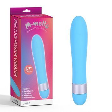 Вибратор пластиковый голубого цвета Chisa Precious Passion, Голубой - 1