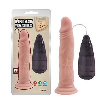 Вибратор реалистичный на присоске и пультом G-spot Beast Vibrator Dildo Flesh телесный &mdash;  фото товара 1