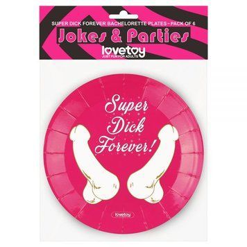 Тарілки для дівич-вечора або секс вечірки Super Dick Forever Bachelorette Paper Plates 6 шт,  - 1