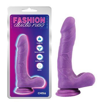 Фалоімітатор реалістичний на присосці фіолетового кольору Chisa Dual Density Cock - фото товару 1