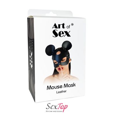 Шкіряна маска мишки Art of Sex - Mouse Mask, колір Чорний SO9649 фото