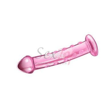 Фалоімітатор скляний з пухирцями рожевого кольору Lovetoy Glass Romance - фото товару 3