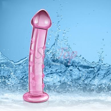 Фалоімітатор скляний з пухирцями рожевого кольору Lovetoy Glass Romance - фото товару 5