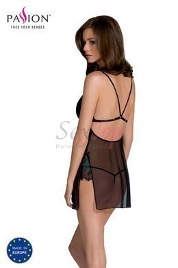 Сорочка Passion DELIENA CHEMISE XXL/XXXL black, стрінги із заниженою талією,  - 2