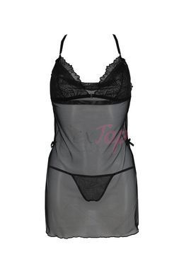 Сорочка Passion DELIENA CHEMISE XXL/XXXL black, стрінги із заниженою талією,  - 3