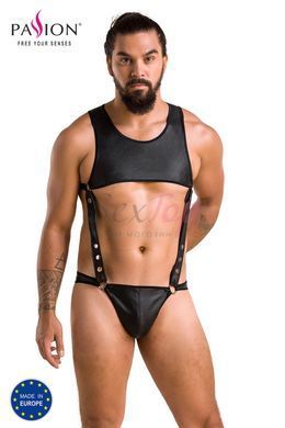 Чоловіче шкіряне боді Passion 056 ADAM L/XL Black, заклепки - фото товару 5