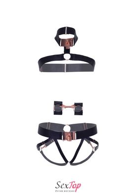 Комплект атласных ремней для бондажа Leg Avenue Satin elastic harness Set, One size, Black SO8558 фото