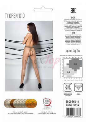 Телесные колготки с открытым доступом, контрастная линия TIOPEN 010 beige 1/2 (20 den) &mdash; Passion &mdash;  фото товара 10