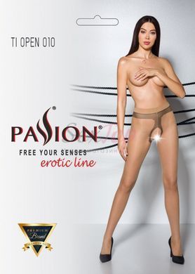 Телесные колготки с открытым доступом, контрастная линия TIOPEN 010 beige 1/2 (20 den) &mdash; Passion &mdash;  фото товара 9