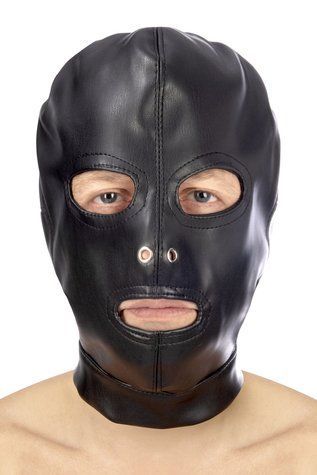 Капюшон для БДСМ с открытыми глазами и ртом Fetish Tentation Open mouth and eyes BDSM hood &mdash;  фото товара 1