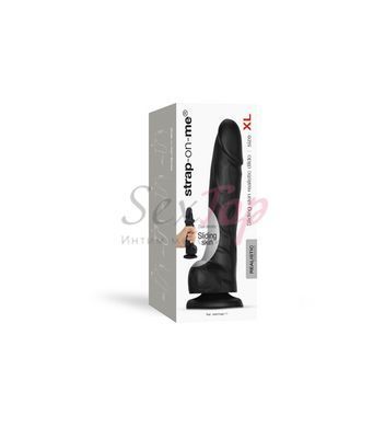 Реалистичный фаллоимитатор Strap-On-Me Sliding Skin Realistic Dildo Black - XL, эффект подвижной кож &mdash;  фото товара 8