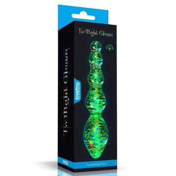 Стеклянный фаллоимитатор светящийся Twilight Gleam Glass Dildo Tantalizing Orbs, Прозрачный - 1