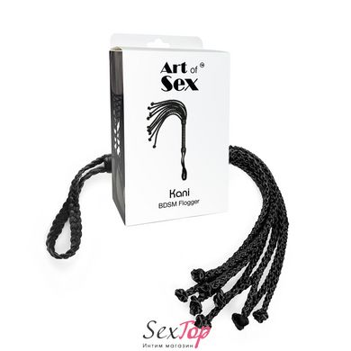 Ажурний батіг Кішка з екошкіри Art of Sex - Kani, колір чорний SO9666 фото