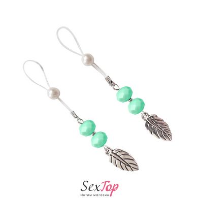 Сексуальные украшения для сосков с листиком Nipple Jewelry Leaf, цвет мятный SO5397 фото