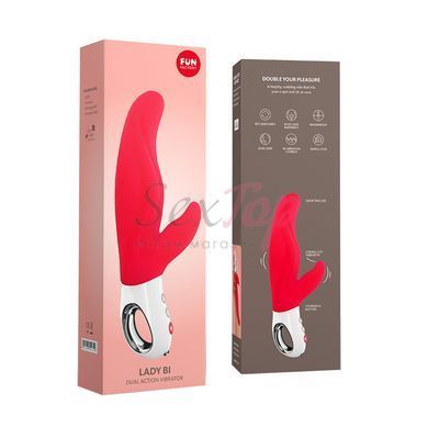 Вібратор-кролик для точки А Fun Factory LADY BI india red, 2 мотори, 12 режимів - фото товару 4