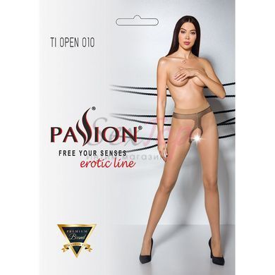 Телесные колготки с открытым доступом, контрастная линия TIOPEN 010 beige 1/2 (20 den) &mdash; Passion &mdash;  фото товара 5