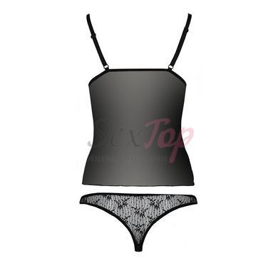 Комплект белья Passion MELISSA SET S/M, black, лиф-сорочка со шнуровкой и трусики &mdash;  фото товара 6