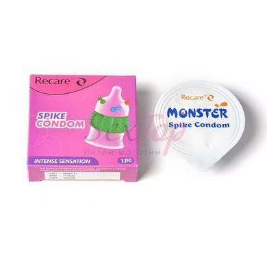 Насадка на член Recare Spike Condom Pink (презерватив з кульками та рядами шипів) - фото товару 4