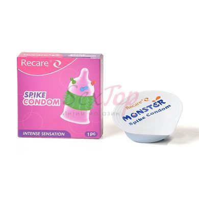 Насадка на член Recare Spike Condom Pink (презерватив з кульками та рядами шипів) - фото товару 3