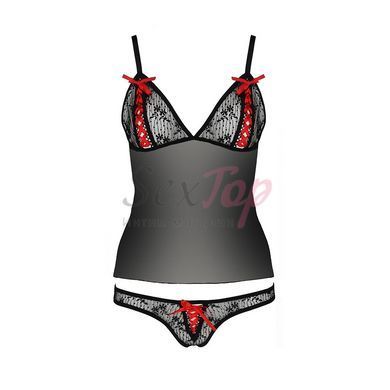 Комплект белья Passion MELISSA SET S/M, black, лиф-сорочка со шнуровкой и трусики &mdash;  фото товара 5
