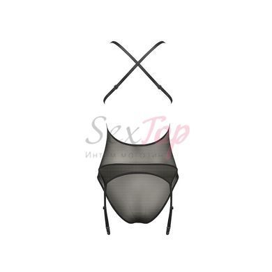 Корсет с декольте ERZA CORSET black L/XL - Passion, пажи, трусики, полупрозрачный &mdash;  фото товара 4