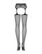 Сітчасті панчохи-стокінги з мереживним поясом Obsessive Garter stockings S307 XL/X, чорні, імітація SO7271 фото 6