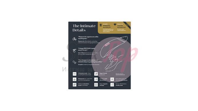 Вакуумний кліторальний стимулятор Womanizer Premium 2 - Black, функції Autopilot та Smart Silence - фото товару 9