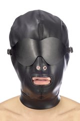 Капюшон для БДСМ со съемной маской Fetish Tentation BDSM hood in leatherette with removable mask Черный 1