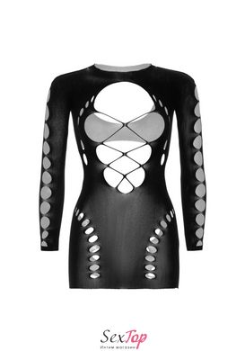 Бесшовное мини-платье Leg Avenue Long sleeve cut out mini dress One size Black SO8570 фото