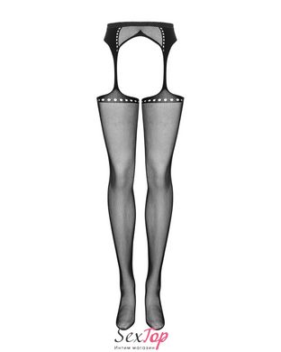Сітчасті панчохи-стокінги зі стрілкою Obsessive Garter stockings S314 S/M/L, чорні, імітація гартері SO7272 фото