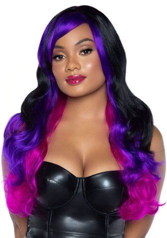 Leg Avenue Allure Multi Color Wig Black/Purple - фото товару 1