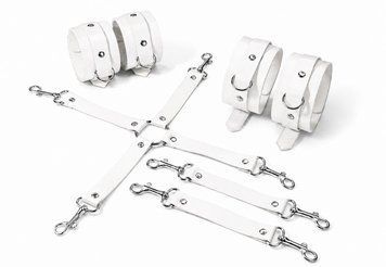 Набір для БДСМ Feral Feelings BDSM Kit 3 White, наручники, поножі, хрестовина,  - 1