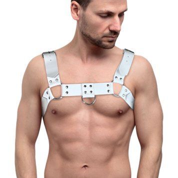 Мужская портупея на грудь из натуральной кожи Feral Feelings - Bulldog Harness White &mdash;  фото товара 1