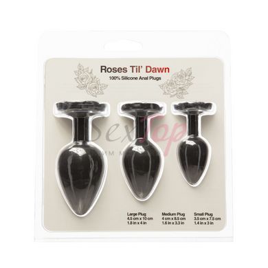 Набор силиконовых анальных пробок BMS Roses Til&rsquo; Dawn Silicone Anal Plug Kit Starter Kit Black &mdash;  фото товара 4