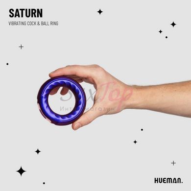 Ерекційне віброкільце на член фіолетового кольору Hueman Saturn - фото товару 2