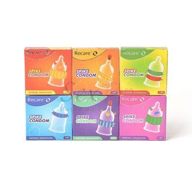 Насадка на член Recare Spike Condom Purple (презерватив з вусиками та рядами шипів) - фото товару 9