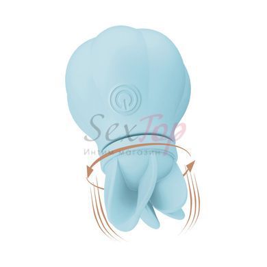 Вібратор Adrien Lastic Caress Blue з насадками для стимуляції ерогенних зон, які обертаються. - фото товару 2