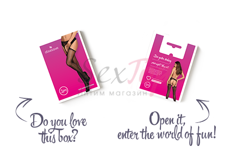 Сітчасті панчохи-стокінги зі стрілкою Obsessive Garter stockings S314 S/M/L, чорні, імітація гартері - фото товару 7