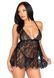 Сорочка бебі-дол Leg Avenue Floral lace babydoll & string Black S, стрінги &mdash; фото 5 з 7