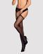 Сітчасті панчохи-стокінги зі стрілкою Obsessive Garter stockings S314 S/M/L, чорні, імітація гартері &mdash; фото 1 з 7