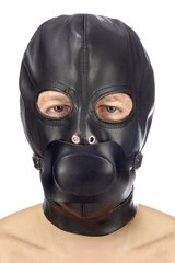 Капюшон з кляпом для БДСМ Fetish Tentation BDSM hood in leatherette with removable gag Черный 1