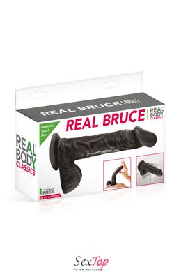 Фаллоимитатор на присоске Real Body - Real Bruce Black, TPE, диаметр 4,2см SO4028 фото