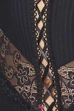 (SALE) Корсет з пажами ZOJA CORSET black 6XL / 7XL - Passion, трусики, шнурівка PS1011 фото