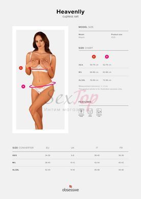 Еротичний комплект Obsessive Heavenlly 2-pcs cupless set XS/S, відкриті груди, з доступом - фото товару 5