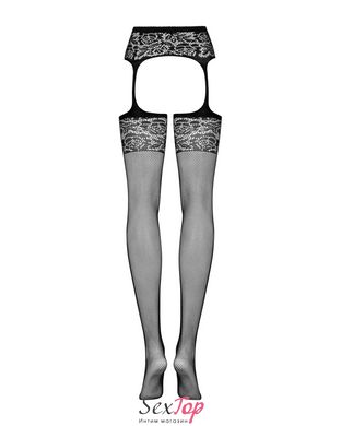 Сітчасті панчохи-стокінги з імітацією гартерів Obsessive Garter stockings S500S/M/L, чорні, з доступ SO7273 фото