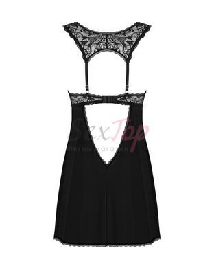 Сорочка бебі-дол з мереживом на грудях Obsessive Donna Dream babydoll M/L Black, стрінги - фото товару 4