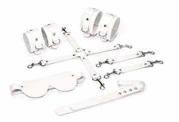 Набір Feral Feelings BDSM Kit 5 White, наручники, поножі, хрестовина, маска, падл,  - 1